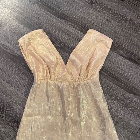 Loeffler Randall gold metallic silk cocktail dress - Picture 2 of 10